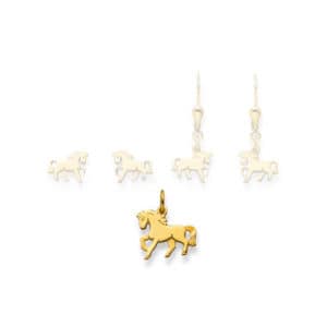 Anhänger, pferd, kinderschmuck, kinder, schmuck, goldschmuck, ohrschmuck, tiermotiv, ohrstecker, goldschmiede, gold, gelbgold, faktor s, sahak, jewellery, Swissmade, tiere, schmuck, online, kaufen